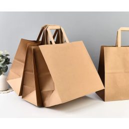   Kraft papírtáska lapos füllel 32×23×35 cm – 100 g/m² | Fuka