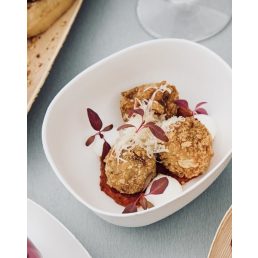   15 cm ovális cukornád tál – organikus forma, gourmet tálaláshoz | Fuka