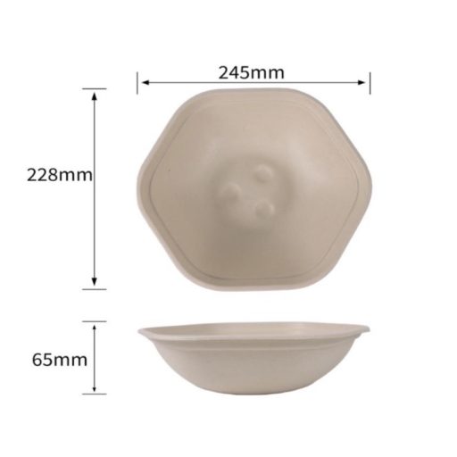 1300 ml cukornád hexagon tál – Fuka Bowl