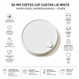 80 mm Papír Fedél papírpohárhoz – Fehér